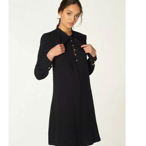 L.K Bennet Millie Black Crepe Frill Collar Tunic Dress NWT
